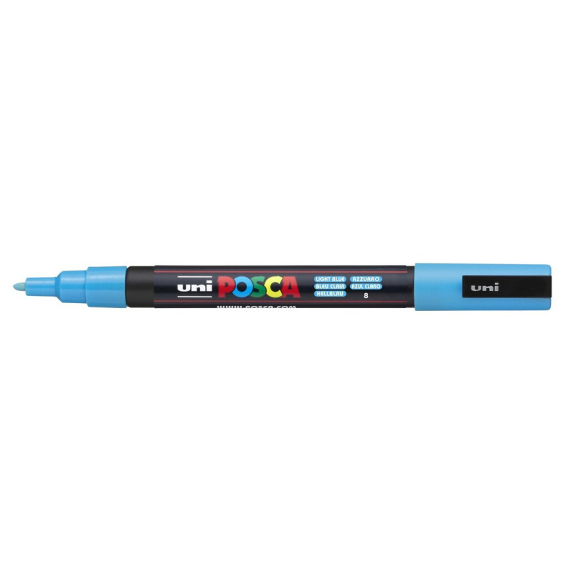 MARCADOR UNI-BALL POSCA PC-3M PUNTA REDONDA 0,9-1,3MM AZUL CLARO -8-