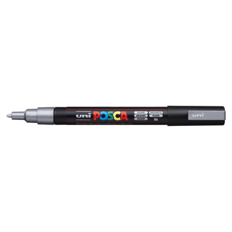 MARCADOR UNI-BALL POSCA PC-3M PUNTA REDONDA 0,9-1,3MM PLATA -26-