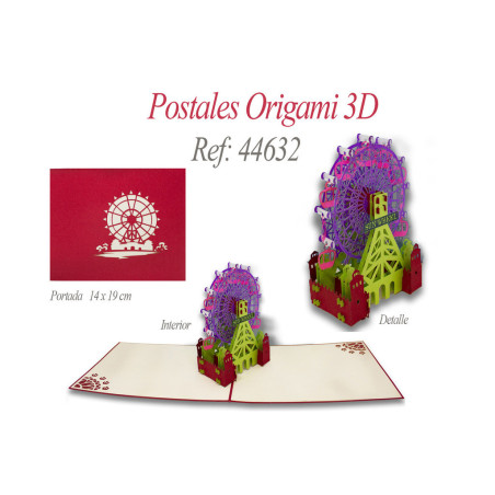 TARJETA FELICITACION ARGU 3D ORIGAMI NORIA 44632