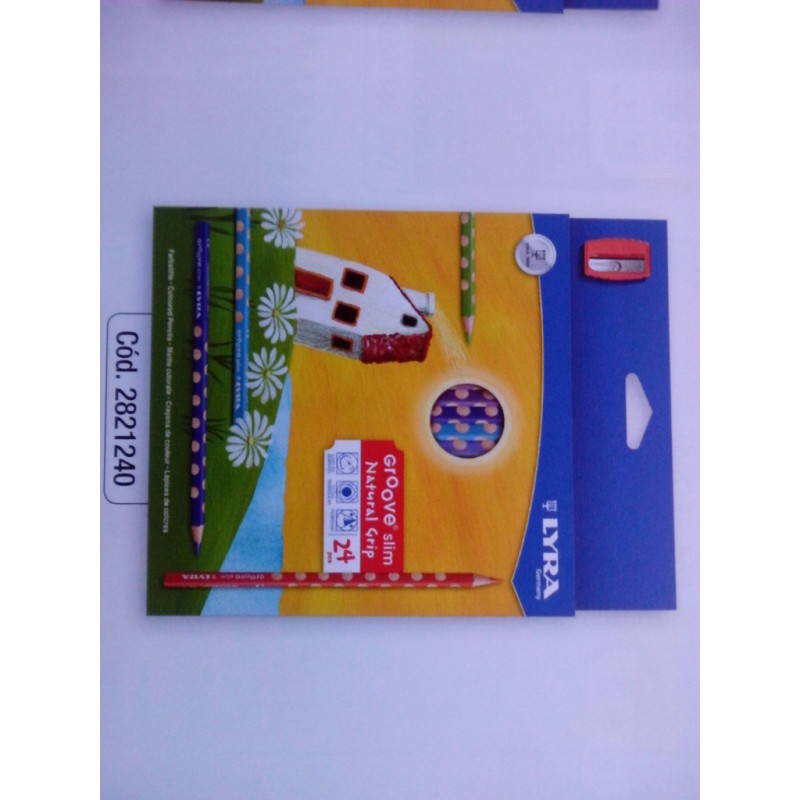 LAPIZ GIOTTO LYRA GROOVE SLIM TRIANGULAR 24 COLORES + SACAPUNTAS 2821240 FILA