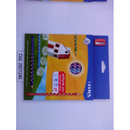 LAPIZ GIOTTO LYRA GROOVE SLIM TRIANGULAR 24 COLORES + SACAPUNTAS 2821240 FILA