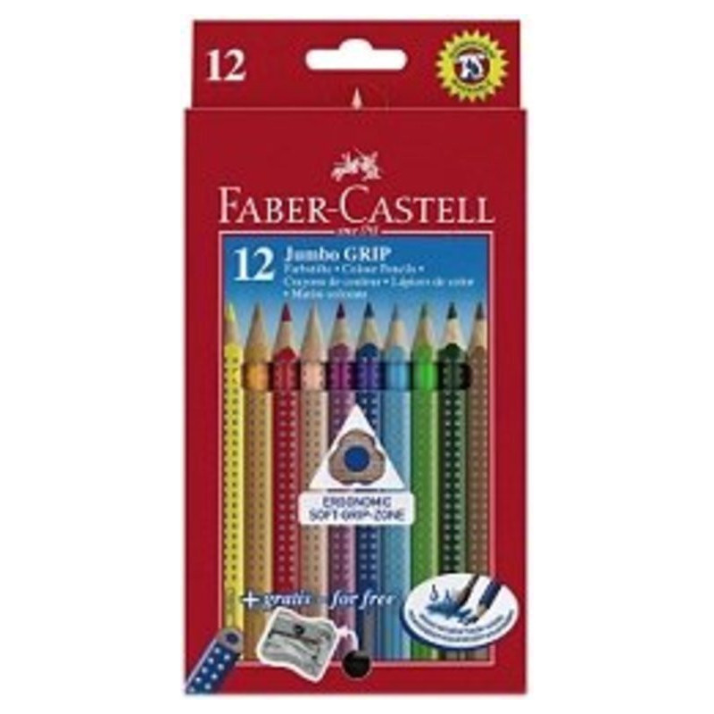 LAPIZ FABER-CASTELL TRIANGULAR JUMBO GRIP 12 COLORES CAJA CARTON 110912 ^