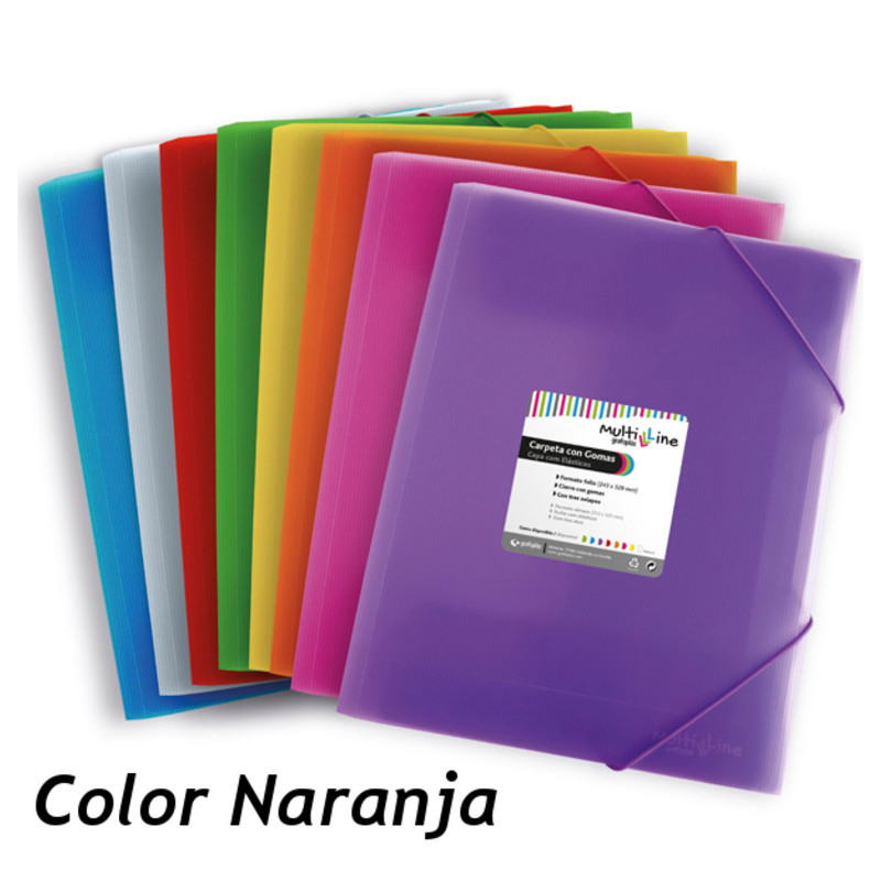 CARPETA GOMAS SOLAPAS FL GRAFOPLAS MULTILINE PLAST. TRANSP. NARANJA 4801852 UNIDAD