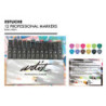 ROTULADOR DOBLE PUNTA PROFESIONAL MARKERS ESTUCHE 12 COLORES BASICOS AB-0712 ALEX BOG
