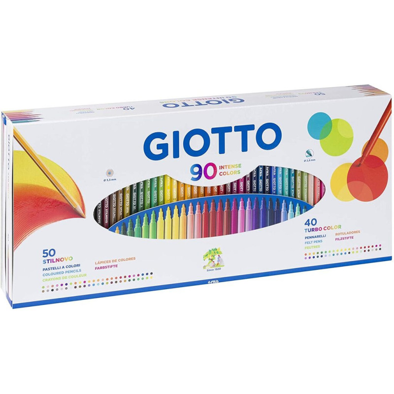 JUEGO GIOTTO LAPIZ STILNOVO 50 COLORES + 40 GIOTTO TURBO COLOR 90 PZAS 257500 FILA