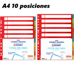 SEPARADOR A-4+ PP RIGIDO 10 POSICIONES GRAFOPLAS ESPECIAL FUNDAS 41260700