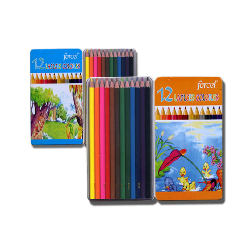 LAPIZ FORCEL 12 COLORES ESTUCHE METAL 9905