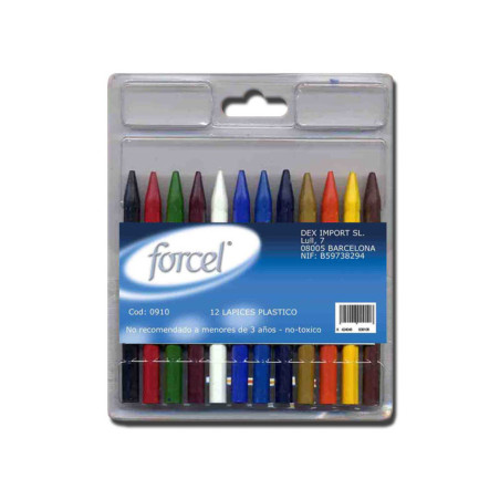 CERAS FORCEL 12 COLORES ESTUCHE PLASTICO UNIDAD 0910