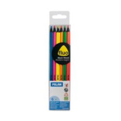 LAPIZ TRIANGULAR MILAN FLUORESCENTE MILAN MADERA NEGRA SURTIDO 6 COLORES BLISTER 0752306
