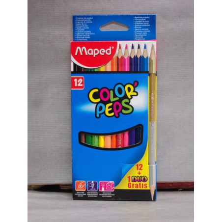 LAPIZ MAPED COLOR PEPS TRIANGULAR CARTON 12 COLORES 18321