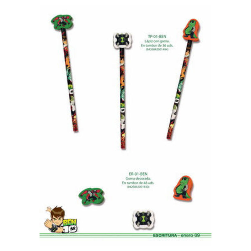 LAPIZ DECORADO CYP BEN 10C/GOMA TP-01-BEN ^