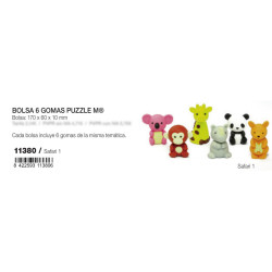 PACK BOLSA 6 GOMAS DE BORRAR PUZZLE DESMONTABLES SAFARI 1 MR18 GIFTS2 11380