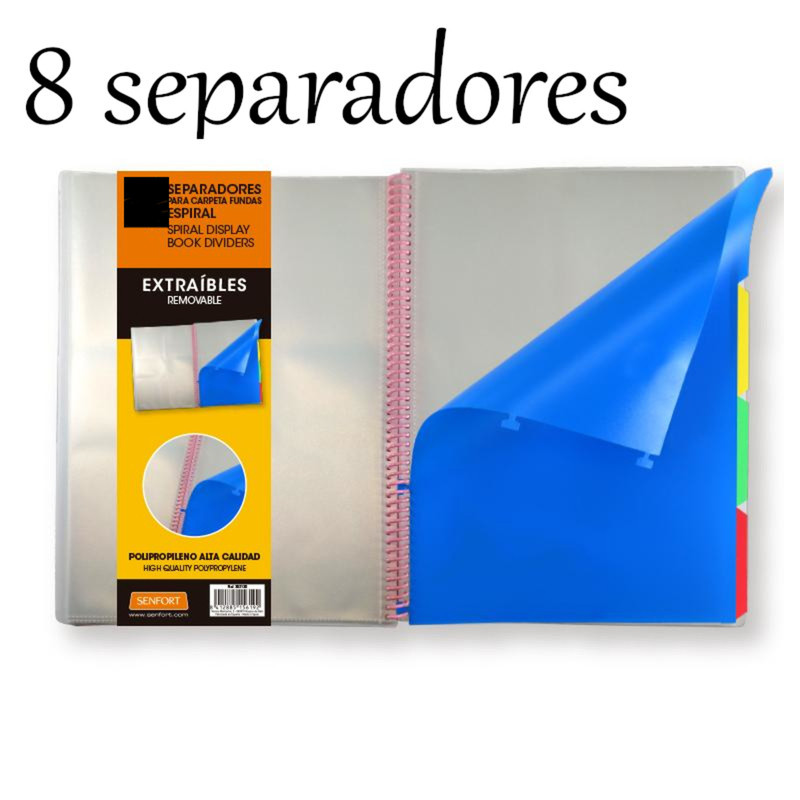 SEPARADOR FOLIO PP RIGIDO 8 POSICIONES PARA CARPETAS ESCAPARATE EXTRAIBLE 302130