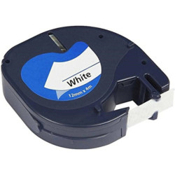 CINTA ROTULAR COMPATIBLE DYMO TAG 12MM*4M PAPEL NE/BL 91200