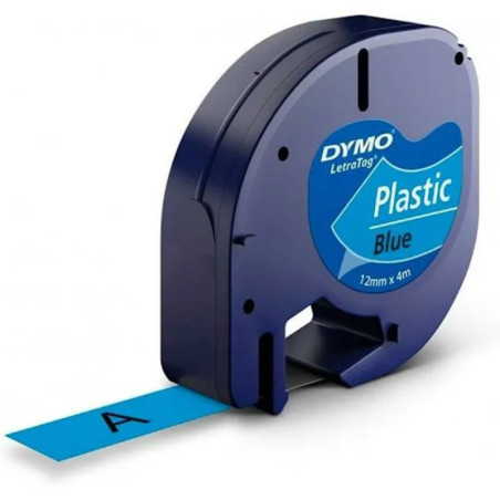 CINTA ROTULAR DYMO TAG 12MM*4M PLASTICO NE/AZ 91205