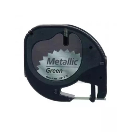 CINTA ROTULAR DYMO TAG 12MM*4M METAL NE/VE 91209
