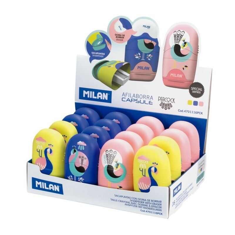 SACAPUNTAS MILAN AFILA BORRA CAPSULE OVAL PEACOCK C/16U 4701116PCK