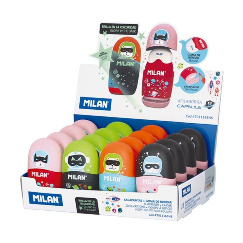 SACAPUNTAS MILAN AFILA BORRA CAPSULE OVAL SUPER HERO C/16U 4701116SHS