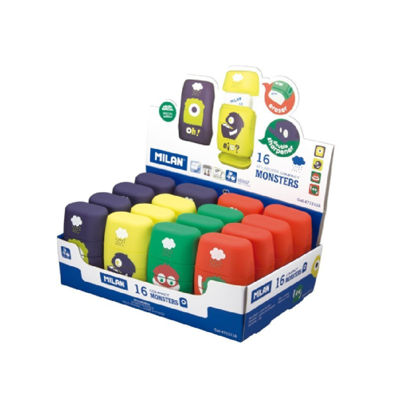 SACAPUNTAS MILAN AFILA BORRA COMPACT TOUCH MONSTER C/16U 4713116