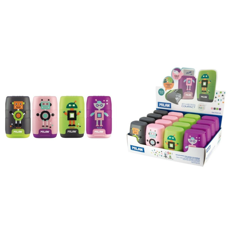 SACAPUNTAS MILAN AFILA BORRA COMPACT TOUCH HAPPY BOTS C/16U 4722116