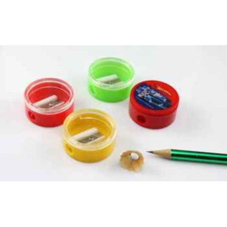 SACAPUNTAS DFH JUNIOR DEPOSITO TRANSP COLORES REDONDO 1 USO C/36U 604110