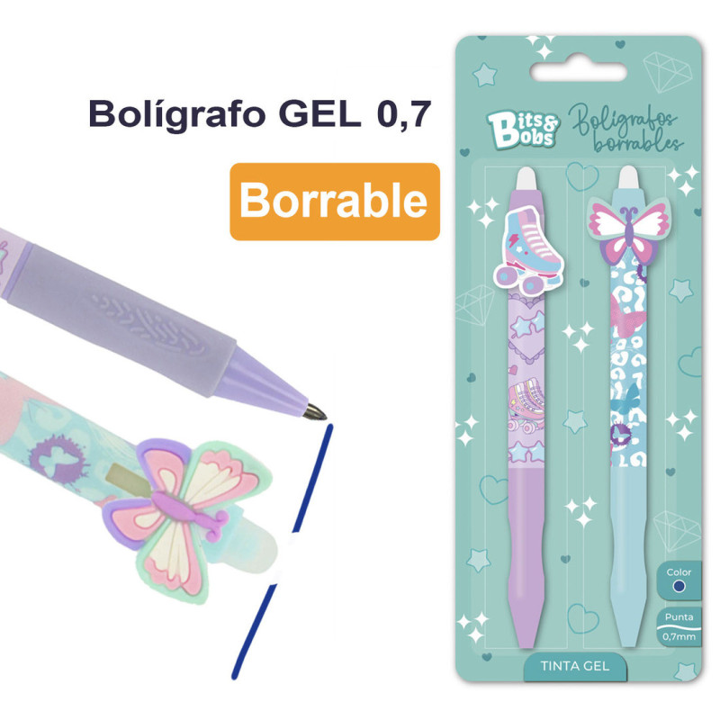 BOLIGRAFO BORRABLE BITS & BOBS TINTA GEL 30216498 BLISTER 2U GRAFOPLAS