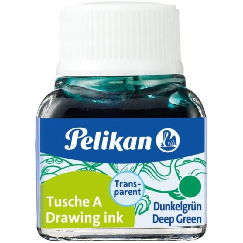 TINTA CHINA PELIKAN 523 FRASCO VERDE OSCURO Nº7