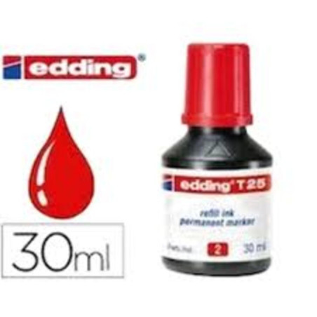TINTA EDDING T-25 FRASCO 25 ML ROJA
