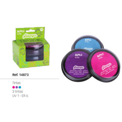 SET DE 3 TAMPONES TINTA APLI ROSA LILA AZUL 14873 ^