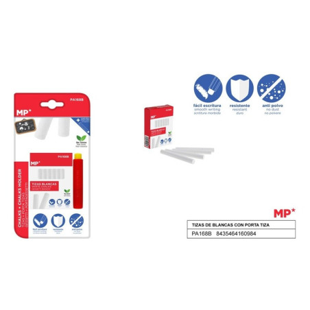 PORTATIZAS PLASTICO Y CAJA 12 TIZAS BLANCAS MADRID PAPEL PA168B