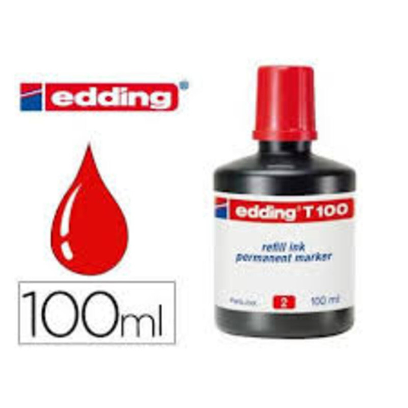 TINTA EDDING T-100 FRASCO 100 ML ROJO