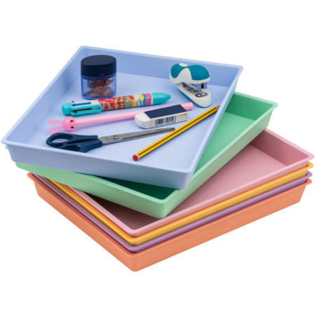 BANDEJAS MULTIUSOS PASTELES SURTIDAS 28X22,5X3CM CONICAS APILABLES 6 UDS FAIBO 211-30