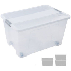 CAJA ALMACENAJE CON TAPA Y RUEDAS 52 L 400X570X320 MM CRISTAL ARCHIVO 2000