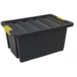 CAJA DE ALMACENAJE SOSTENIBLE CON TAPA Y RUEDAS 55 L 430X630X300 MM NEGRO ARCHIVO 2000