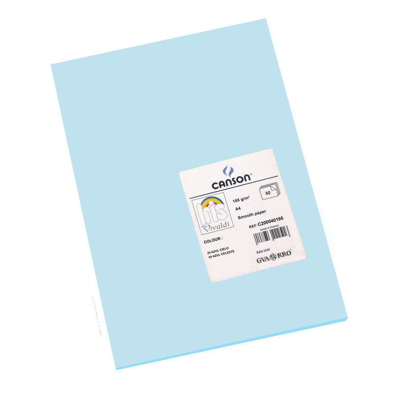 CARTULINA CANSON GUARRO IRIS A-4 AZUL CIELO 20 PTE 50U 200040166