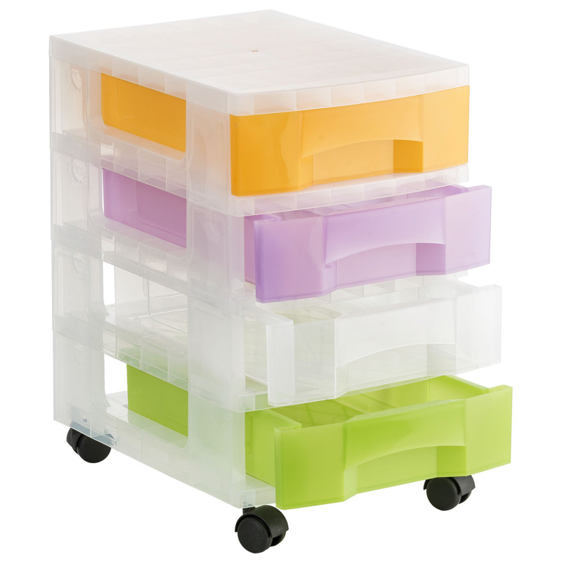 CAJONERA 4 CAJONES DE 6 L COLORES SURTIDOS CON RUEDAS 290X390X480 MM ARCHIVO 2000