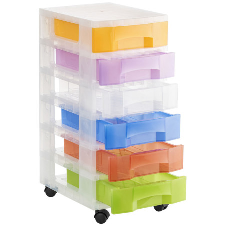 CAJONERA 6 CAJONES DE 6 L COLORES SURTIDOS CON RUEDAS 390X290X685 MM ARCHIVO 2000