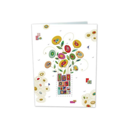 TARJETA FELICITACION JARRON FLORES TURNOWSKI 46782 UNIDAD ARGU