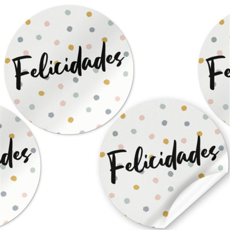ETIQUETAS FELICIDADES ARGU IMPRESA REDONDA 48006 250U