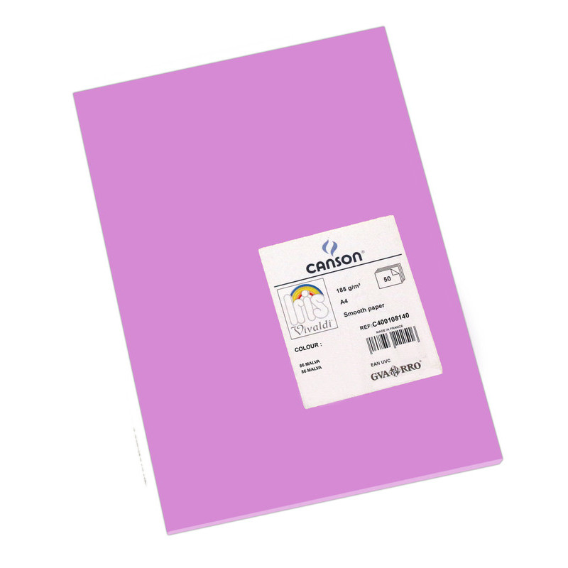 CARTULINA CANSON GUARRO IRIS A-4 MALVA 86 PTE 50U 400108140