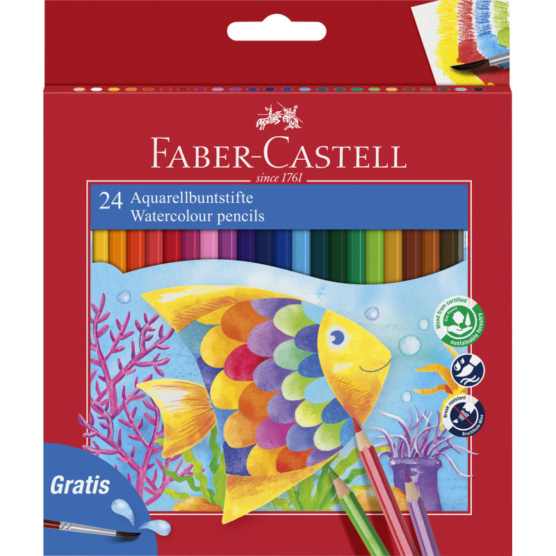 LAPICEROS ACUARELABLES ECOLAPICES 24U C/PINCEL REGALO FABER CASTELL