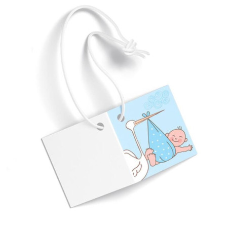 ETIQUETA DETALLE NACIMIENTO ARGUVAL NIÑO CIGÜEÑA AZUL PTE/90U 38349