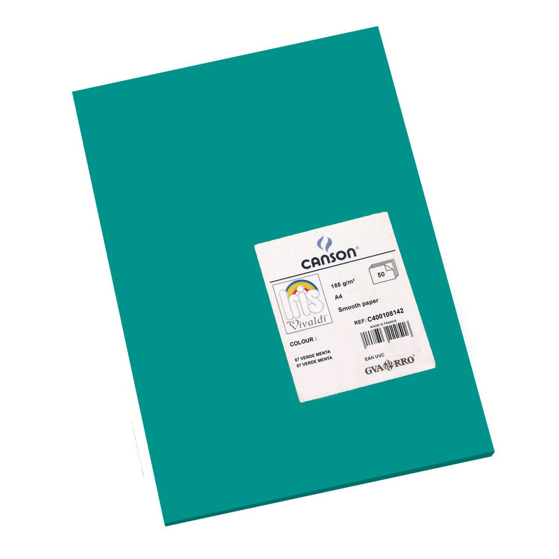 CARTULINA CANSON GUARRO IRIS A-4 VERDE MENTA 87 PTE 50U 400108142