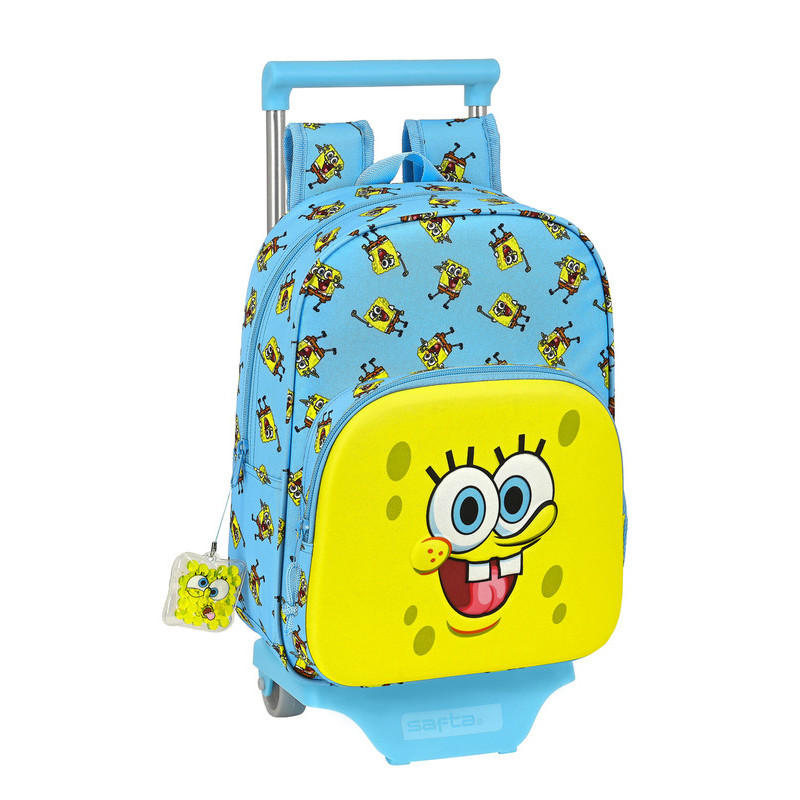 MOCHILA 185+CARRO 705 CON BOLSILLO 3D BOB ESPONJA "POSITIVE VIBES" 612191020 34*26 SAFTA22