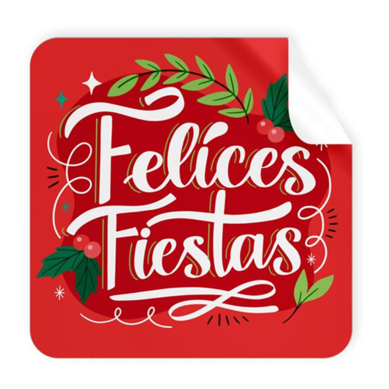 ETIQUETAS FELICIDADES ARGU FELICES FIESTAS ROJA CUADRADA 250U MOD 47537