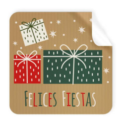 ETIQUETAS FELICIDADES ARGU FELICES FIESTAS KRAFT CUADRADA 250U MOD 47540