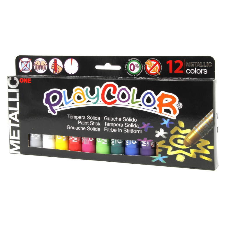 TEMPERA SOLIDA METALICA 10G 12 UDS ONE SURTIDOS PLAYCOLOR