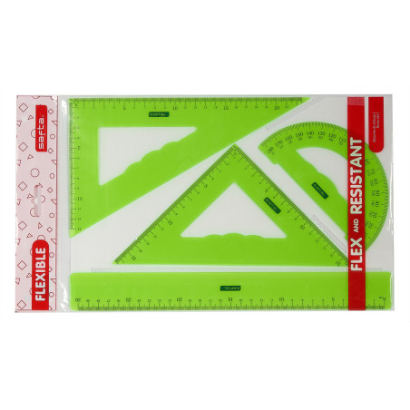 ESTUCHE DIBUJO REGLAS FLEXIBLES SURTIDO DE 3 COLORES SAFTA 943901