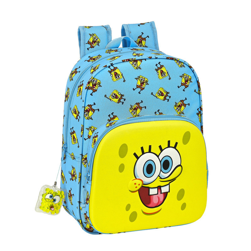 MOCHILA INFANTIL ADAPT.CARRO BOLSILLO 3D BOB ESPONJA "POSITIVE VIBES" 612191185 34*26 SAFTA22