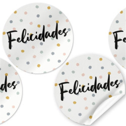 ETIQUETAS FELICIDADES ARGU IMPRESA REDONDA 48006 250U